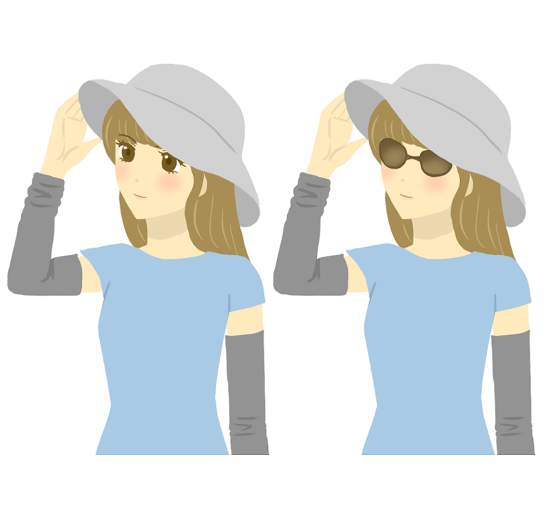 日焼け対策をする女性のイラスト サングラス 帽子 アームカバー 無料の女性イラスト配布 Girl S Illust Web ガールズイラスト ウェブ