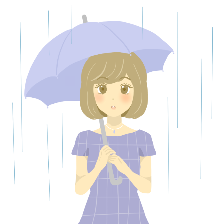 傘をさす女性のイラスト 梅雨 雨の日 6月 無料の女性イラスト配布